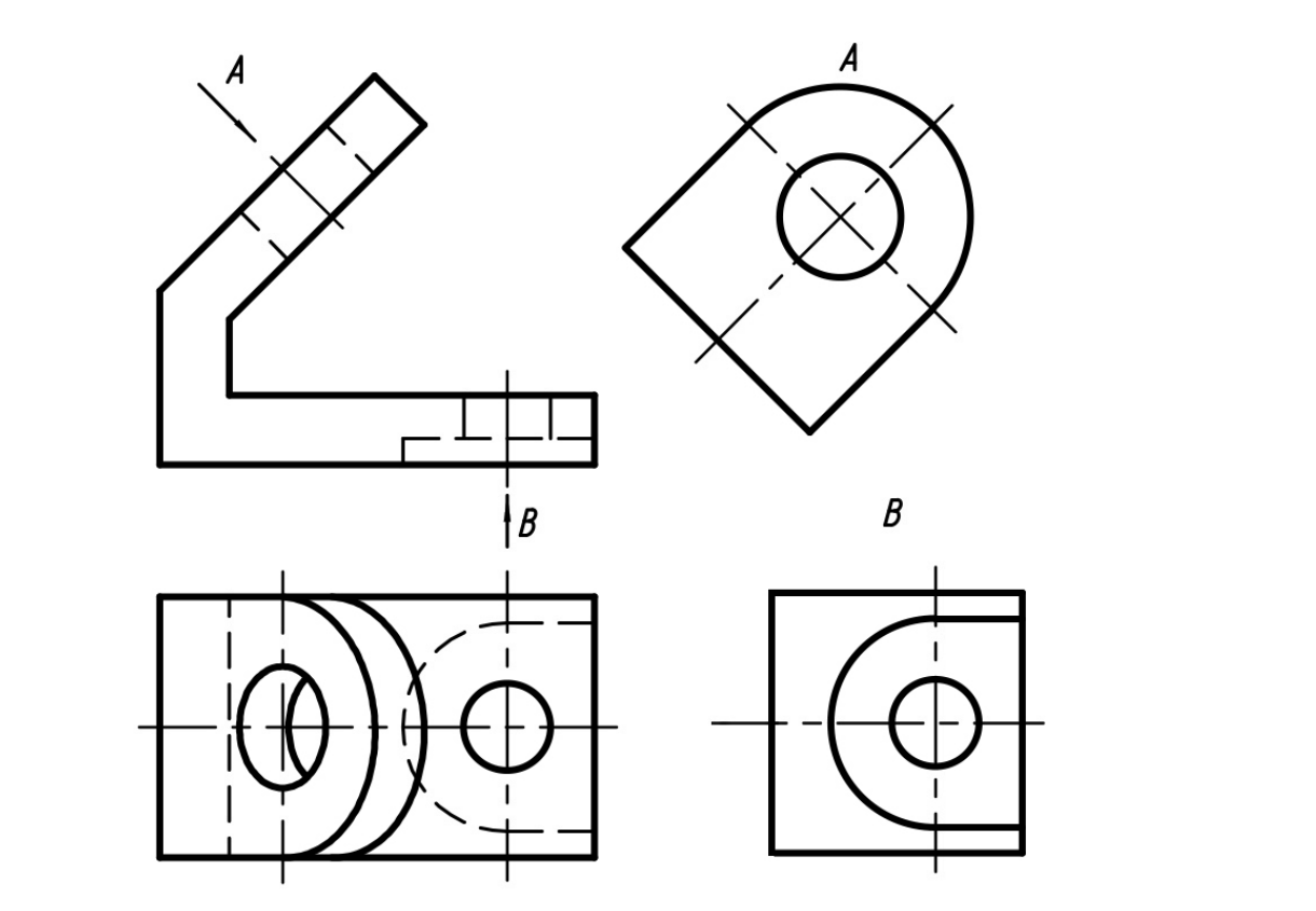 十堰机床防护罩 根据主视图和俯视图画出的a向斜视图和b向局部视图
