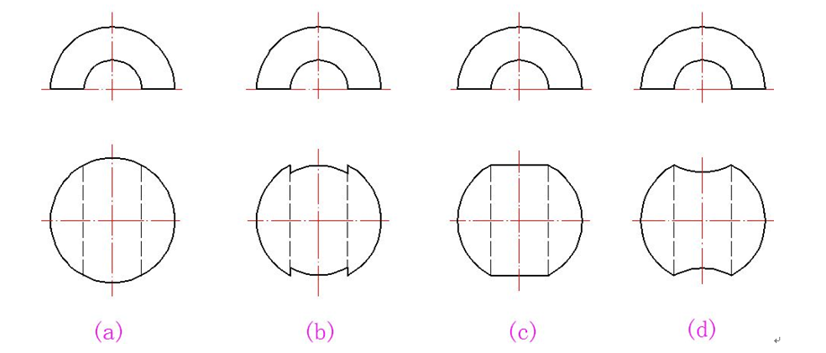 A:b B:c C:d D:a 答案: c已知立体的正面投影和水平投影，正确的侧面投影图是（    ）第40张